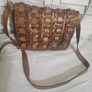Patricia Nash Solid Brown Leather Bag